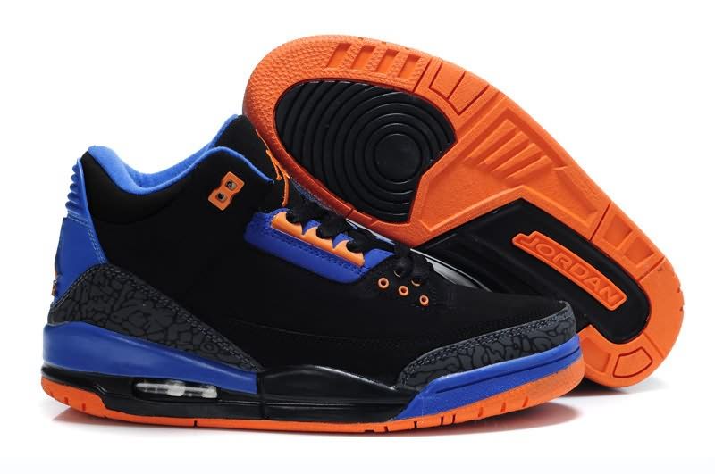 (On Sale April) Air Jordan 3 (III) Black Orange Royal Blue Cement New